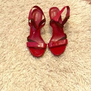 Red high heel sandals
